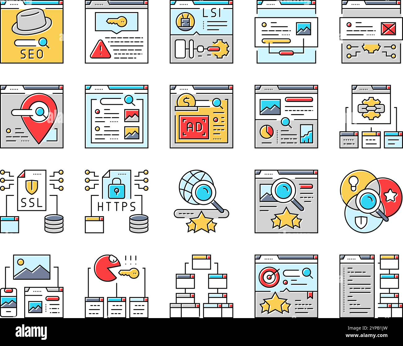 seo market rank search icons set vector Stock Vector Image & Art - Alamy