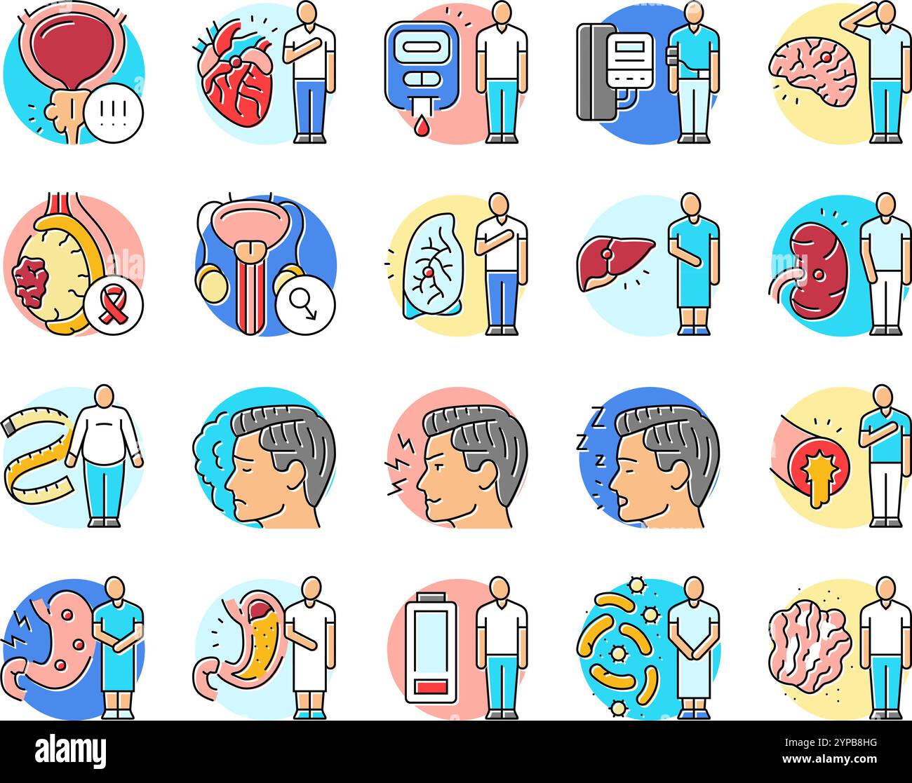 man disease health medical icons set vector Stock Vector Image & Art ...