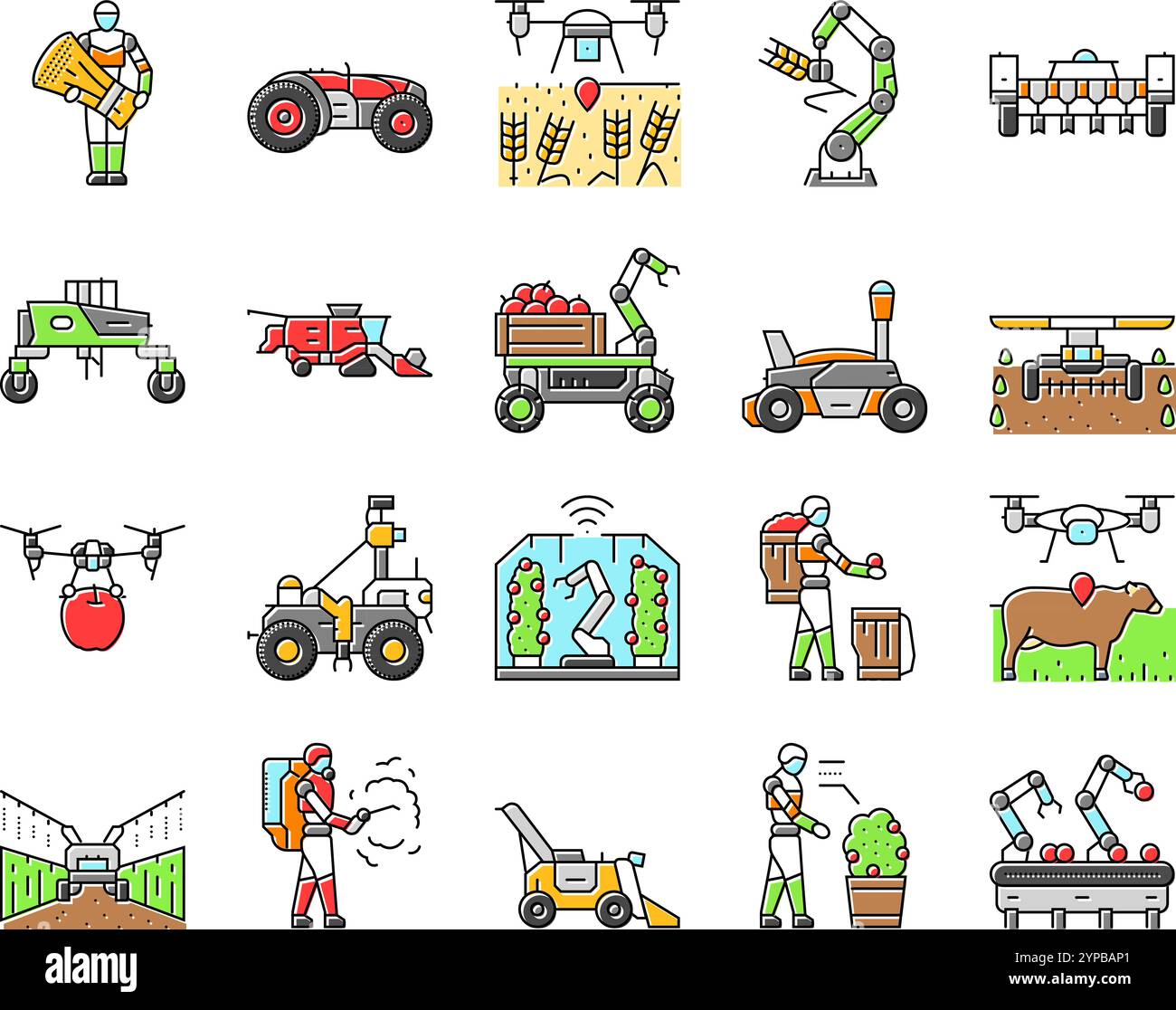 robot harvests automation icons set vector Stock Vector Image & Art - Alamy