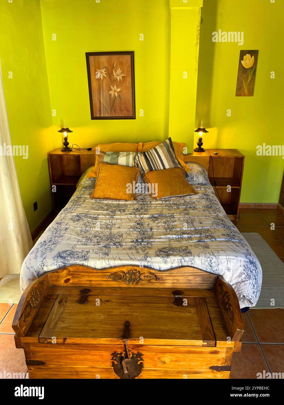 Bedroom in rural hotel. - Smartphone Captured Stock Image