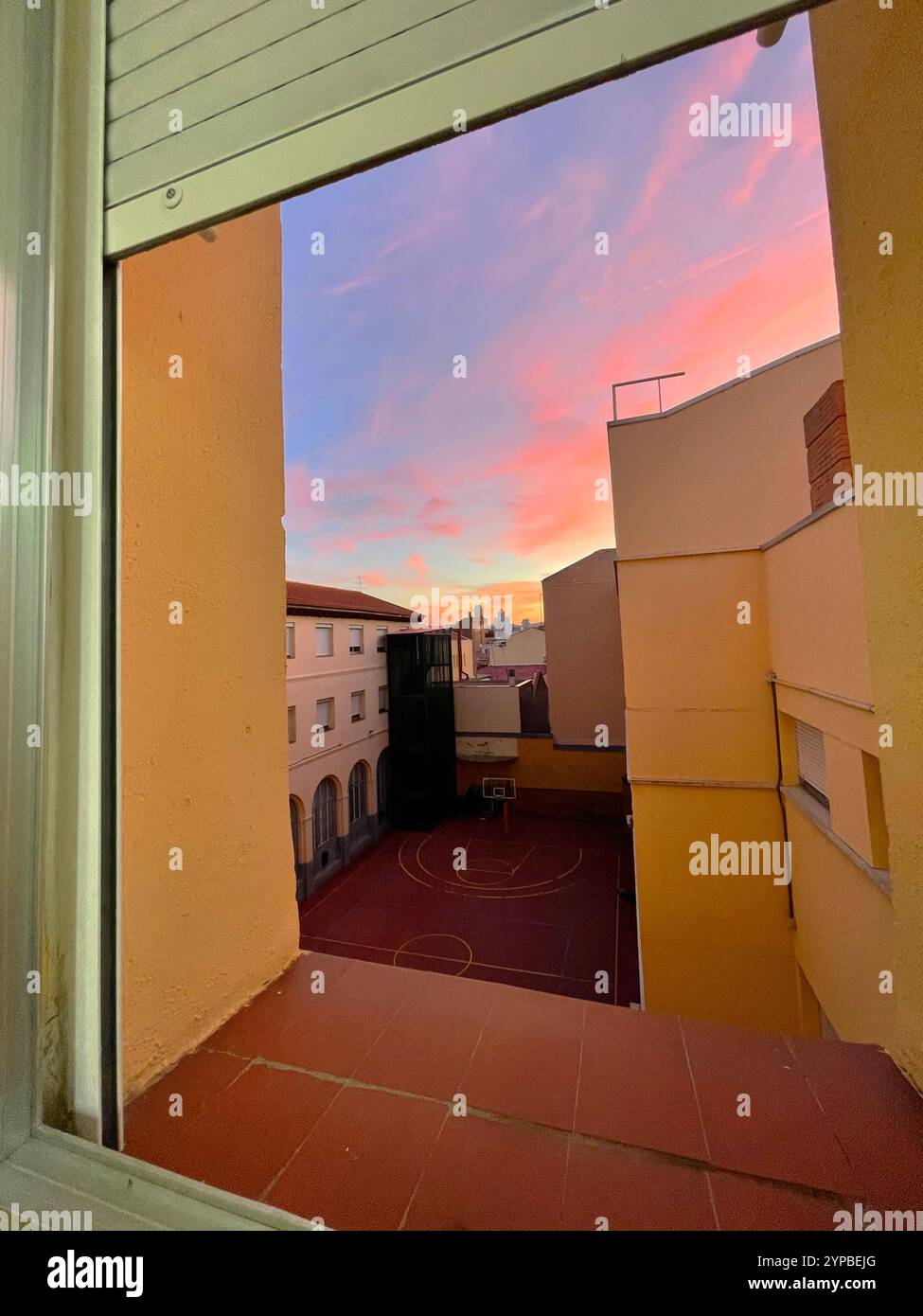 View through an open window. Madrid, Spain. Stock Photo