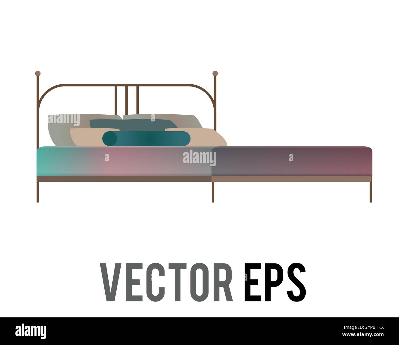 The designer double bed living room retro style home interior design with pillow and cushion Stock Vector