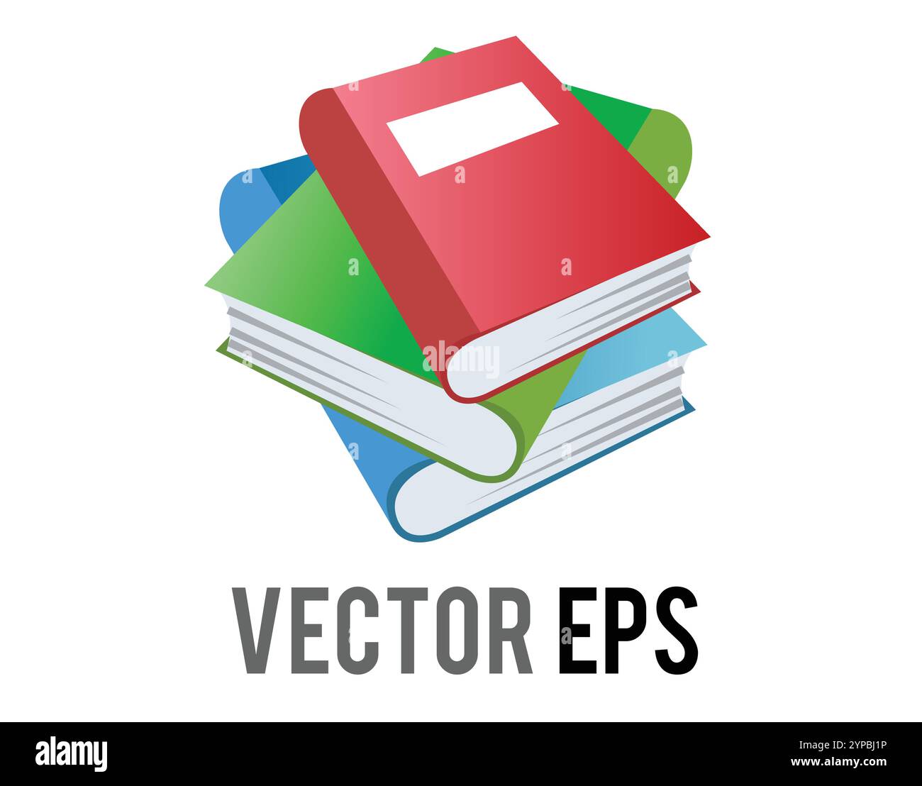 The isolated vector three traditional book gradient icon Stock Vector