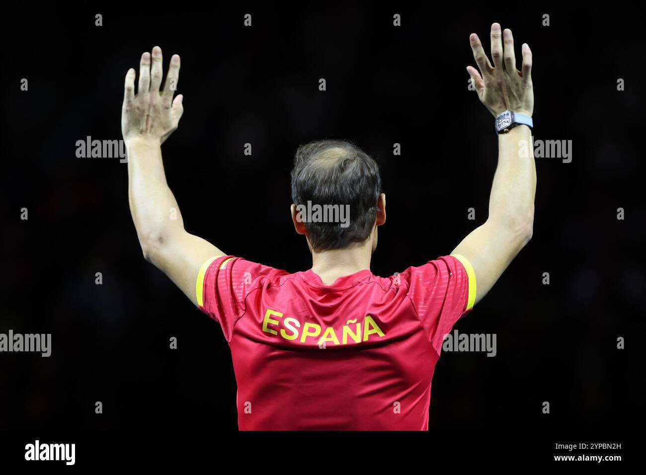 Rafael Nadal (ESP) waving during a tribute ceremony as he retires from
