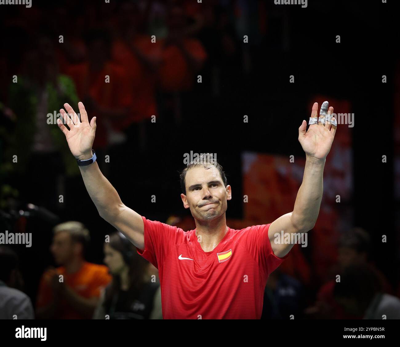 Rafael Nadal (ESP) waving after losing his last match before retiring