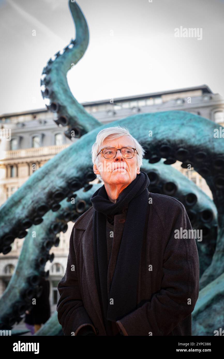 Brussels, Belgium. 29th Nov, 2024. Nicolas Landemard/Le Pictorium - Inauguration of Nauti-Octopus in Brussels. - 29/11/2024 - Belgium/Brussels/Brussels - Pierre Matter (sculptor/Bald) and Francois Schuiten (designer/Glasses) today inaugurated the Nauti-Octopus sculpture in the Belgian capital before it is permanently installed in the city of Amiens. Credit: LE PICTORIUM/Alamy Live News Stock Photo