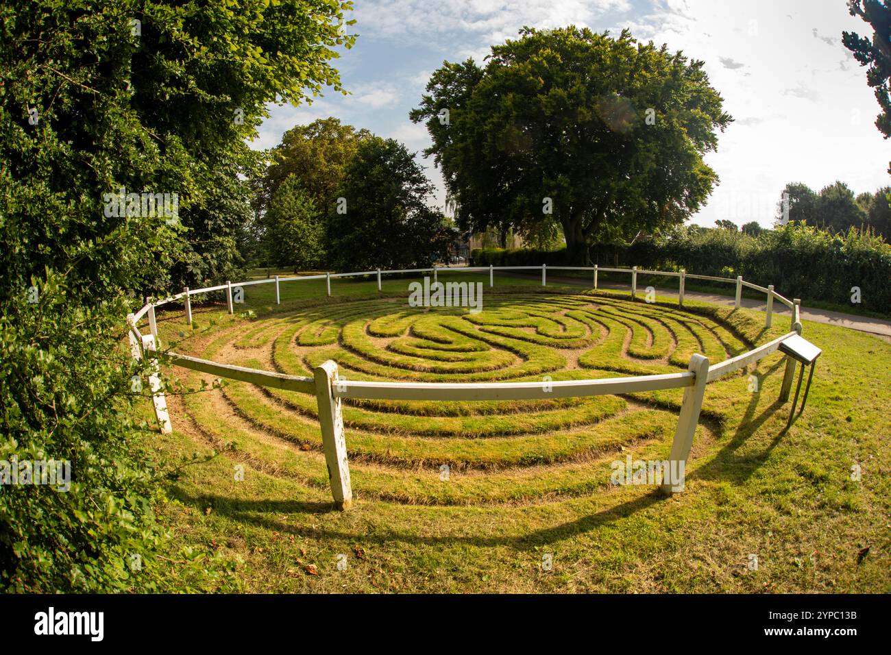 UK, England, Rutland, Wing, Turf Maze, ancient 14m wide, unicursal labyrinth Stock Photo