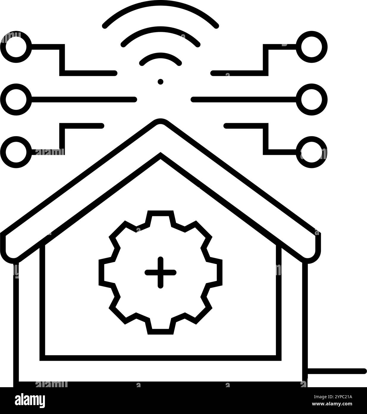 smart technology green building line icon vector illustration Stock ...