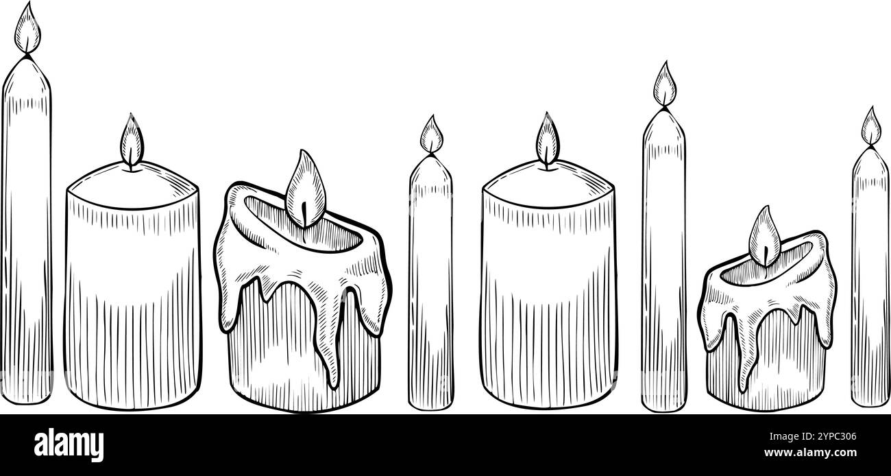 Candle vector seamless border. Illustration of pattern for party greeting card or invitation ...