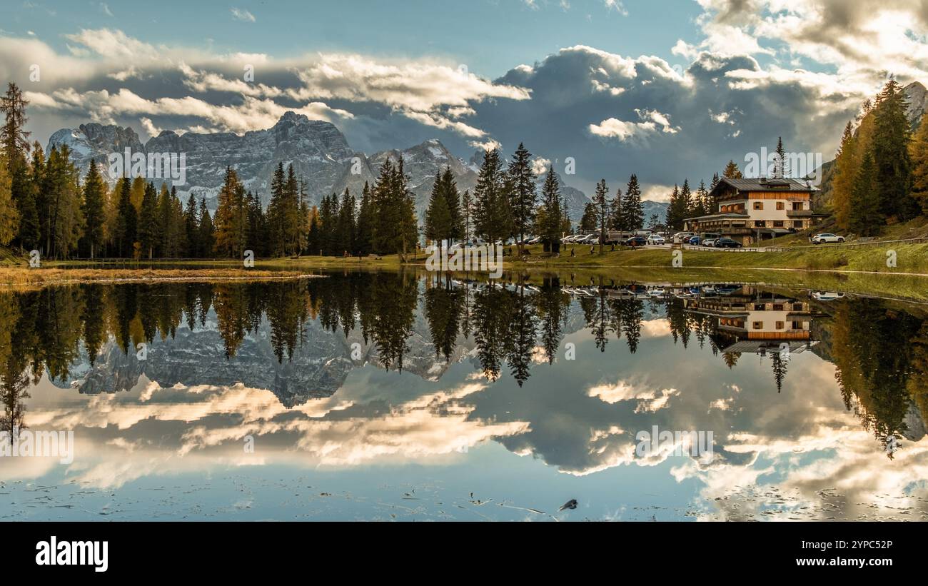 The vibrant colors of fall and the towering Dolomites unite in the ...