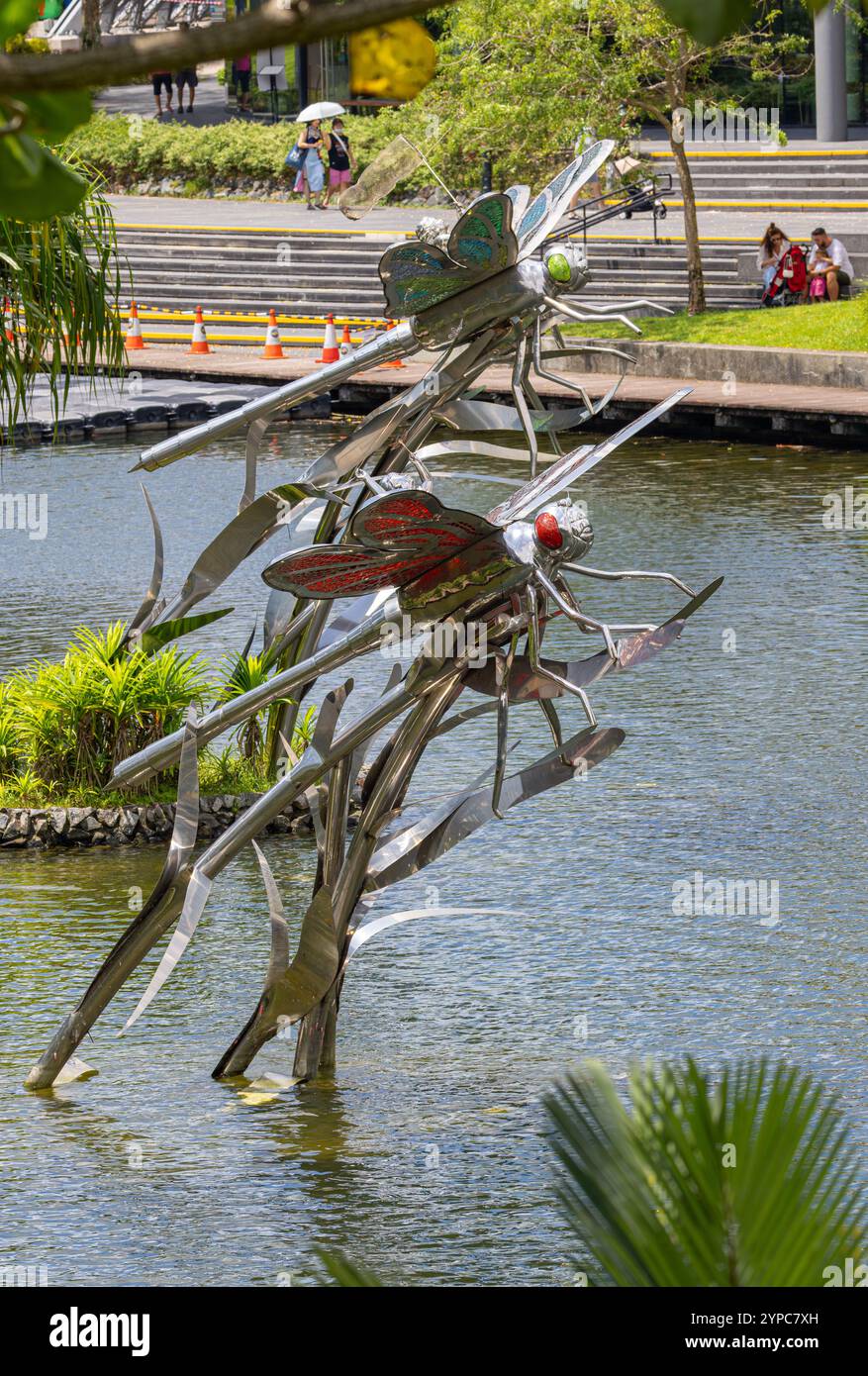 'Dragonfly Riders' sculptures by Dr. Elsie Yu at Dragonfly Lake ...