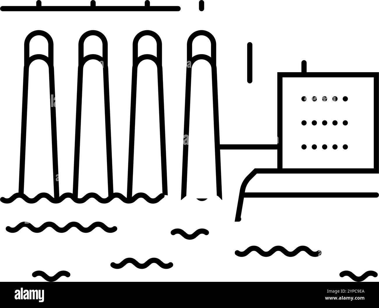 hydro station hydroelectric power line icon vector illustration Stock ...