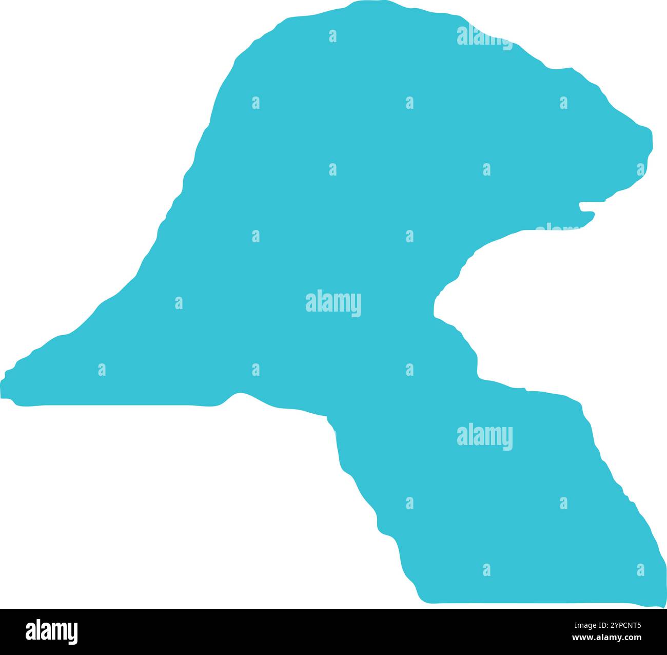 Kuwait MAP in Blue, Country Border, Kuwait Map, Border line of Kuwait, Geographic Map Stock Vector