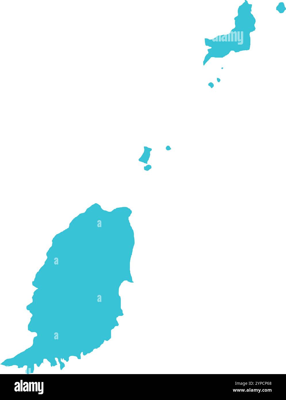 Grenada MAP in Blue, Country Border, Grenada Map, Border line of Grenada, Geographic Map Stock Vector