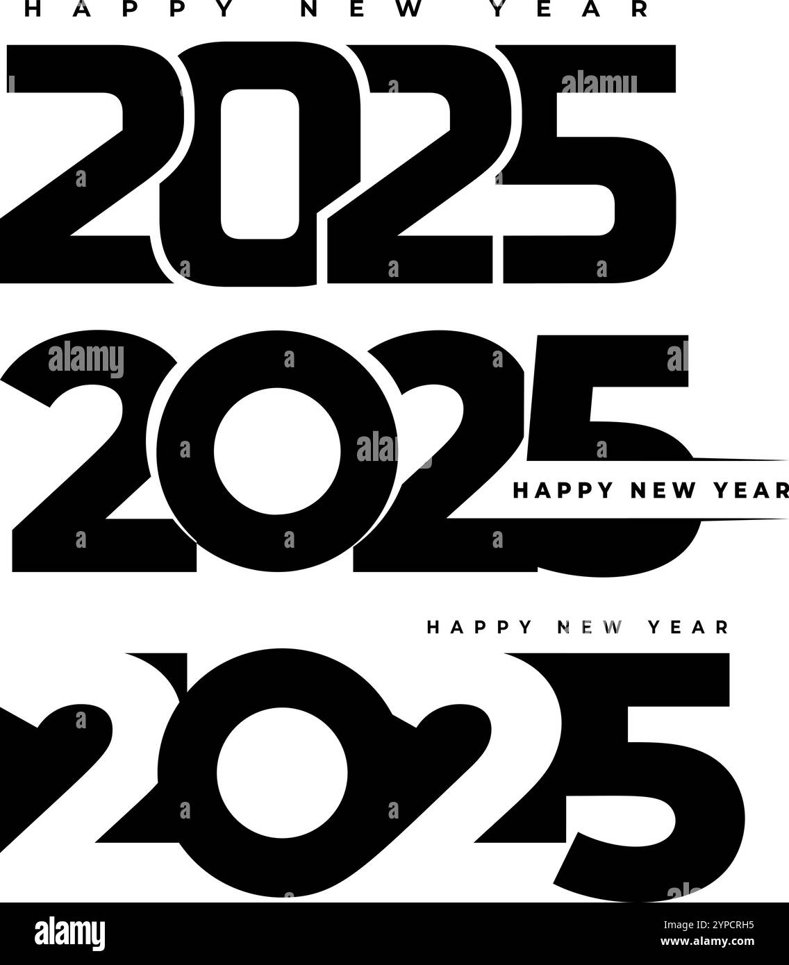 Set of 2025 new year logo. Number of year design. Design elements for greeting card,invitation