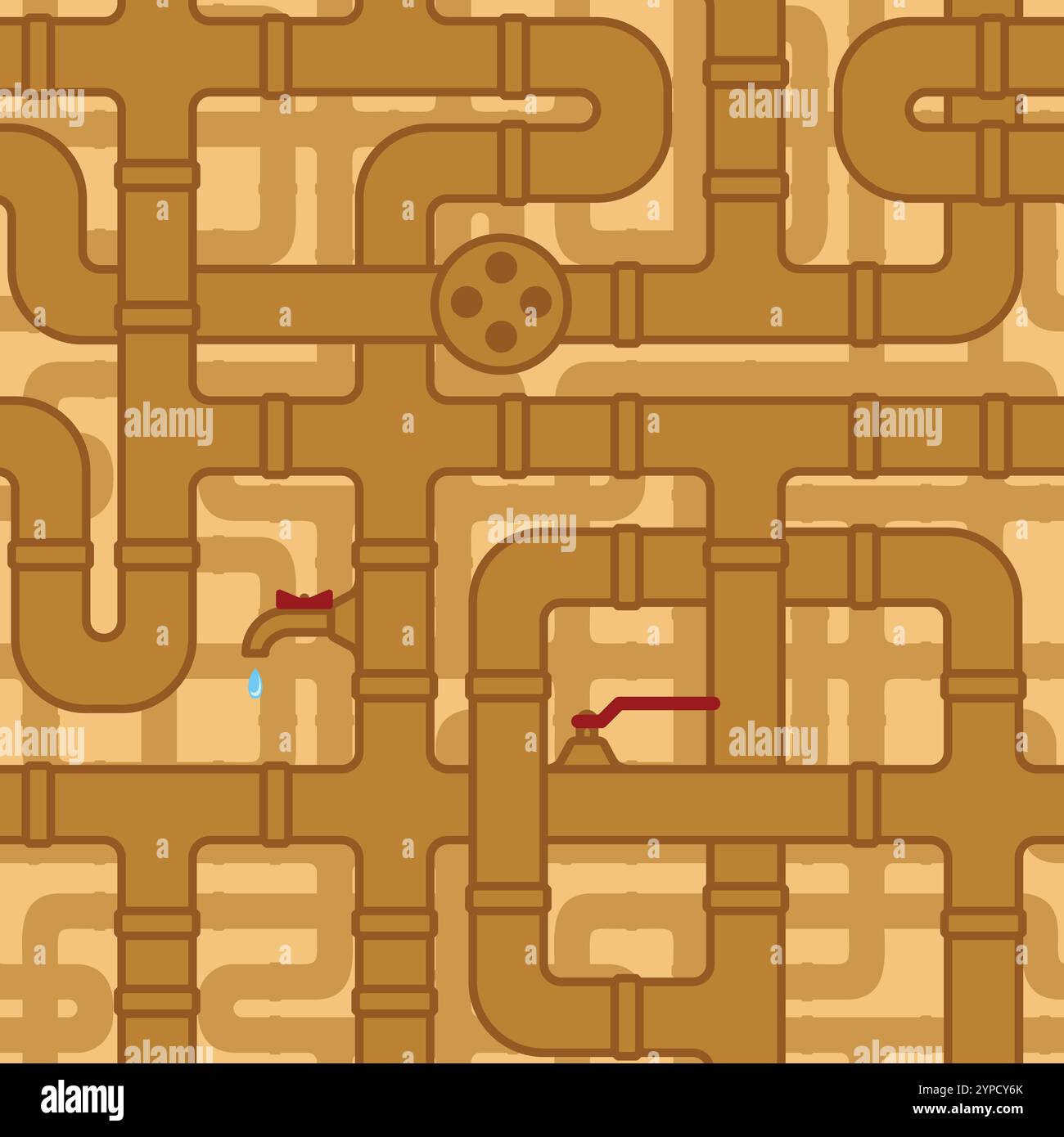 Bent pipes with taps seamless pattern Stock Vector