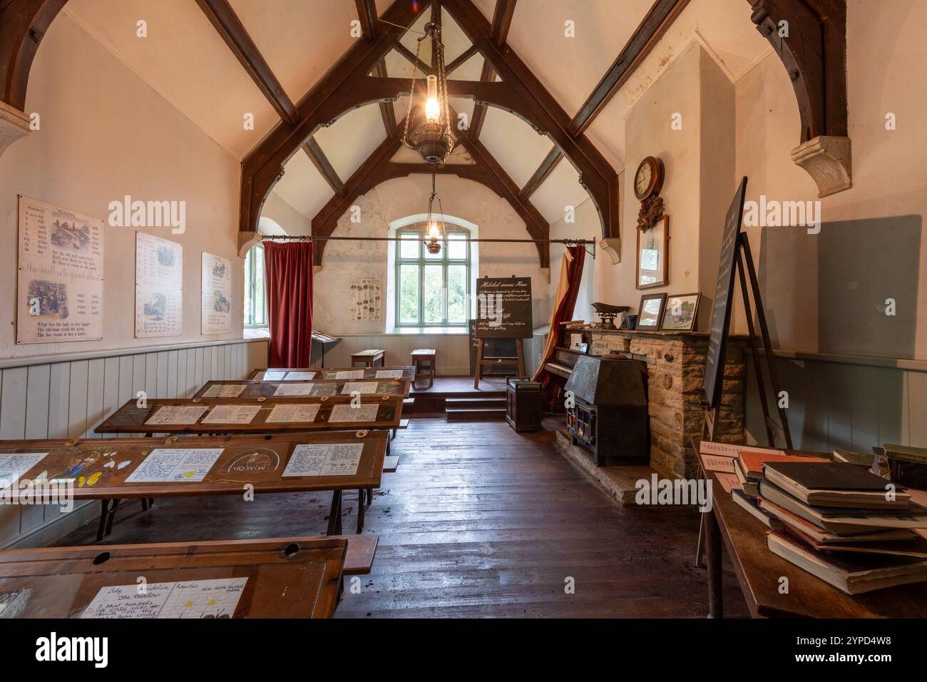 Photo of the interior of the old school house in Tyneham village Stock