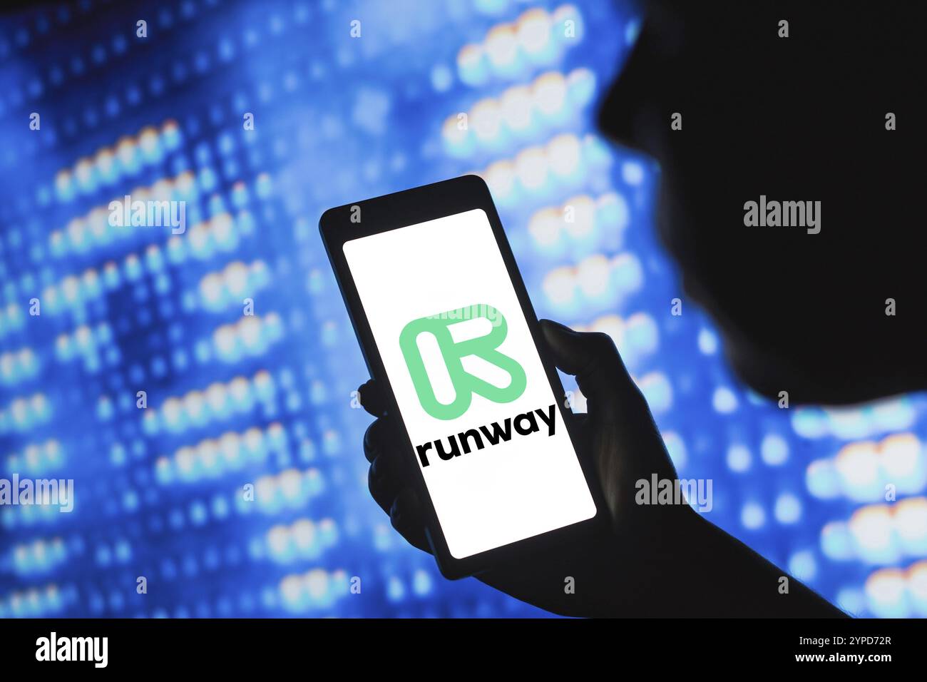 April 25, 2024, Brazil. In this photo illustration, the Runway AI, Inc. logo is displayed on a smartphone screen Stock Photo