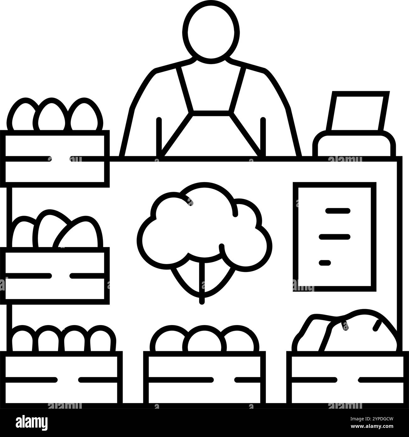 farm market farmer line icon vector illustration Stock Vector Image ...