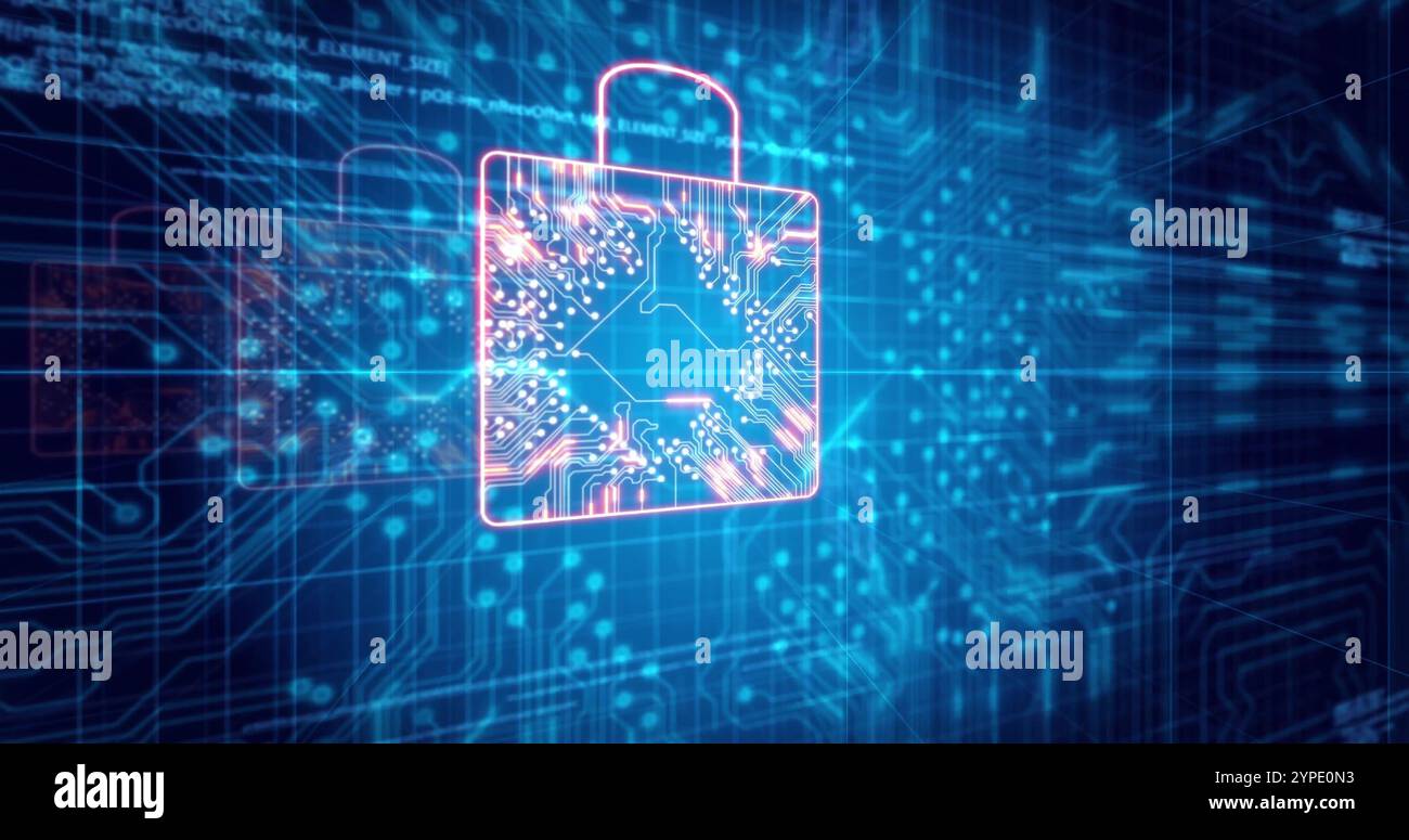 Image of data processing over padlock icons Stock Photo