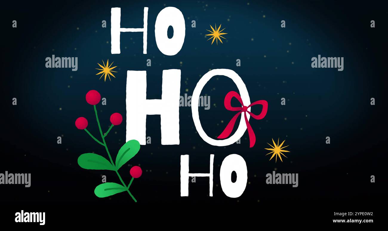 Ho Text Image of ho text over light spots on black background. Christmas ...