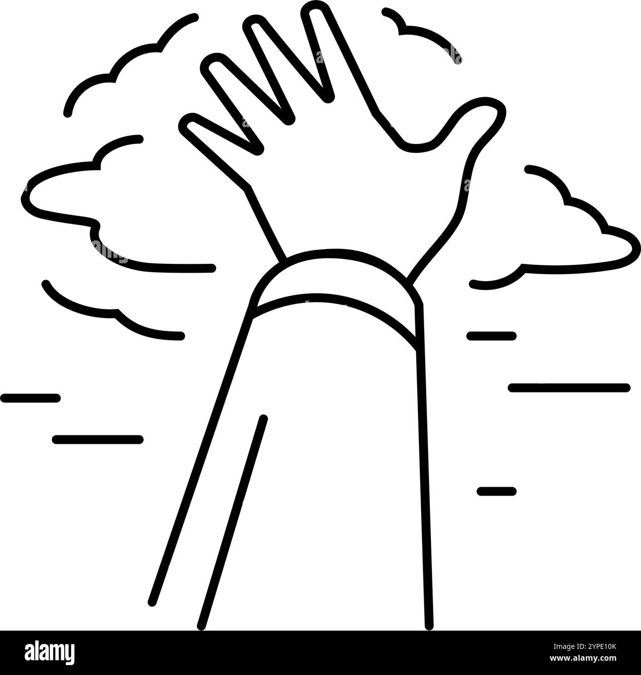 hand reaching sky progress line icon vector illustration Stock Vector ...
