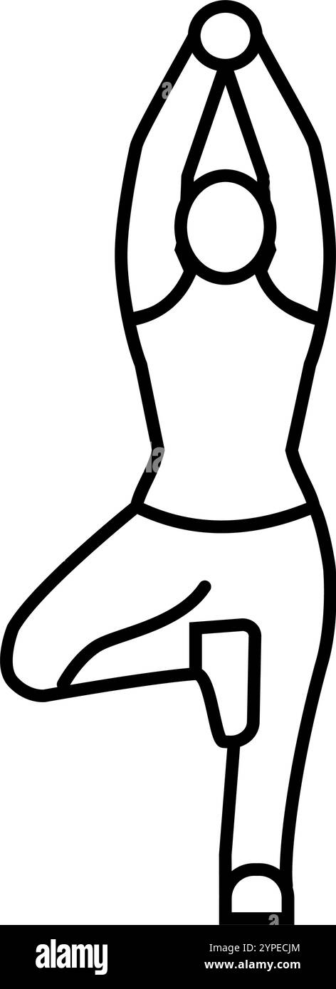tree pose vrksasana yoga line icon vector illustration Stock Vector ...