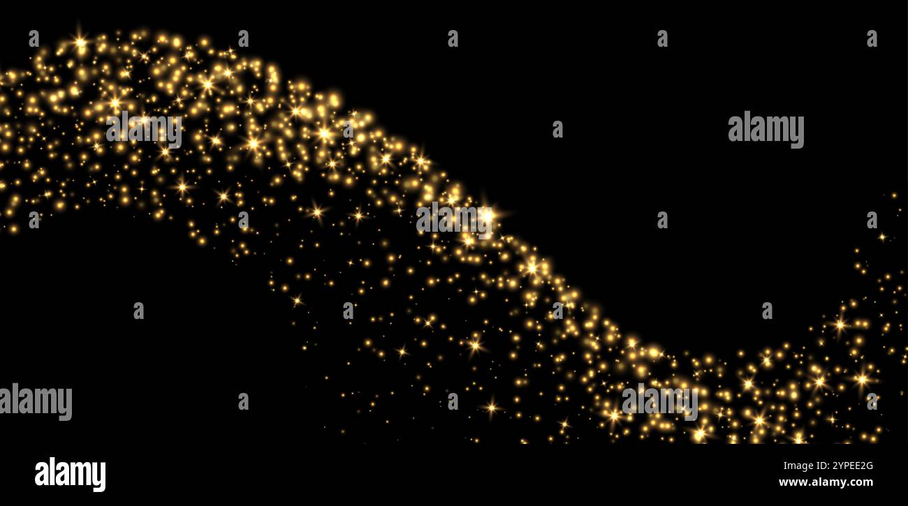 Golden stars and sparkles, magic star dust background, light effect ...