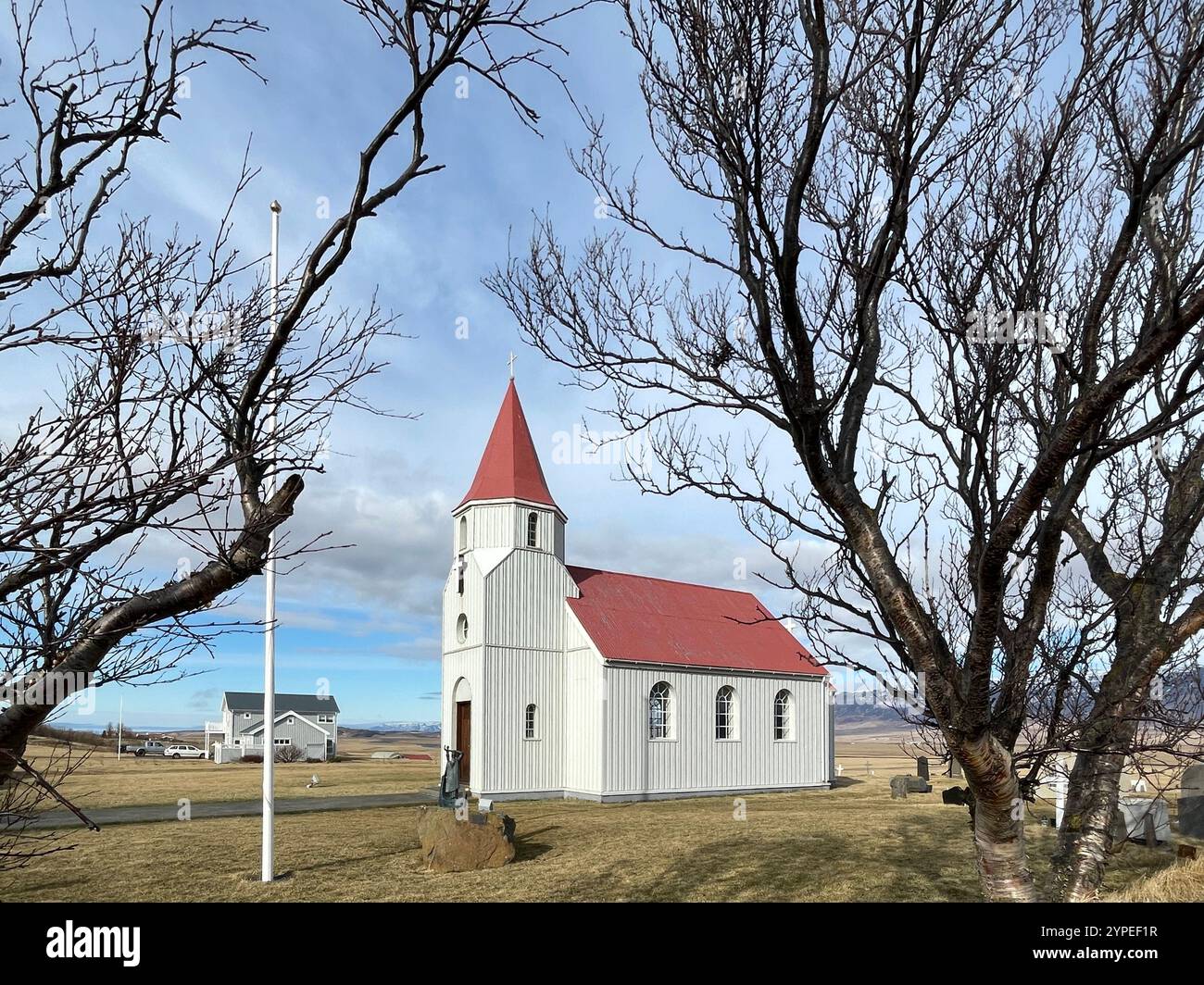 Lutheran Church at Glaumbaer Turf House Museum, Iceland - Smartphone Captured Stock Image