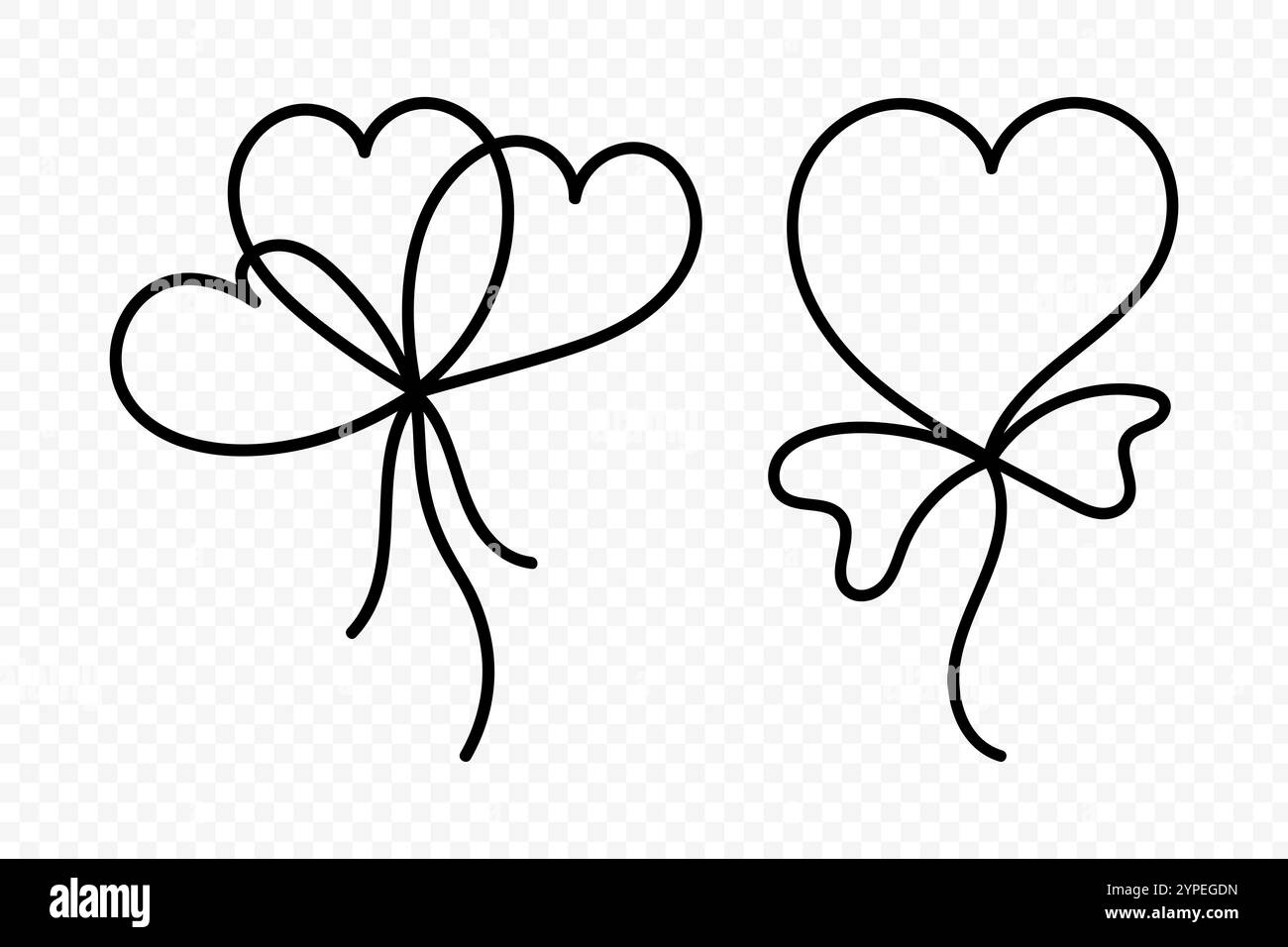 Vector illustration of hand drawn heart balloons on transparent ...