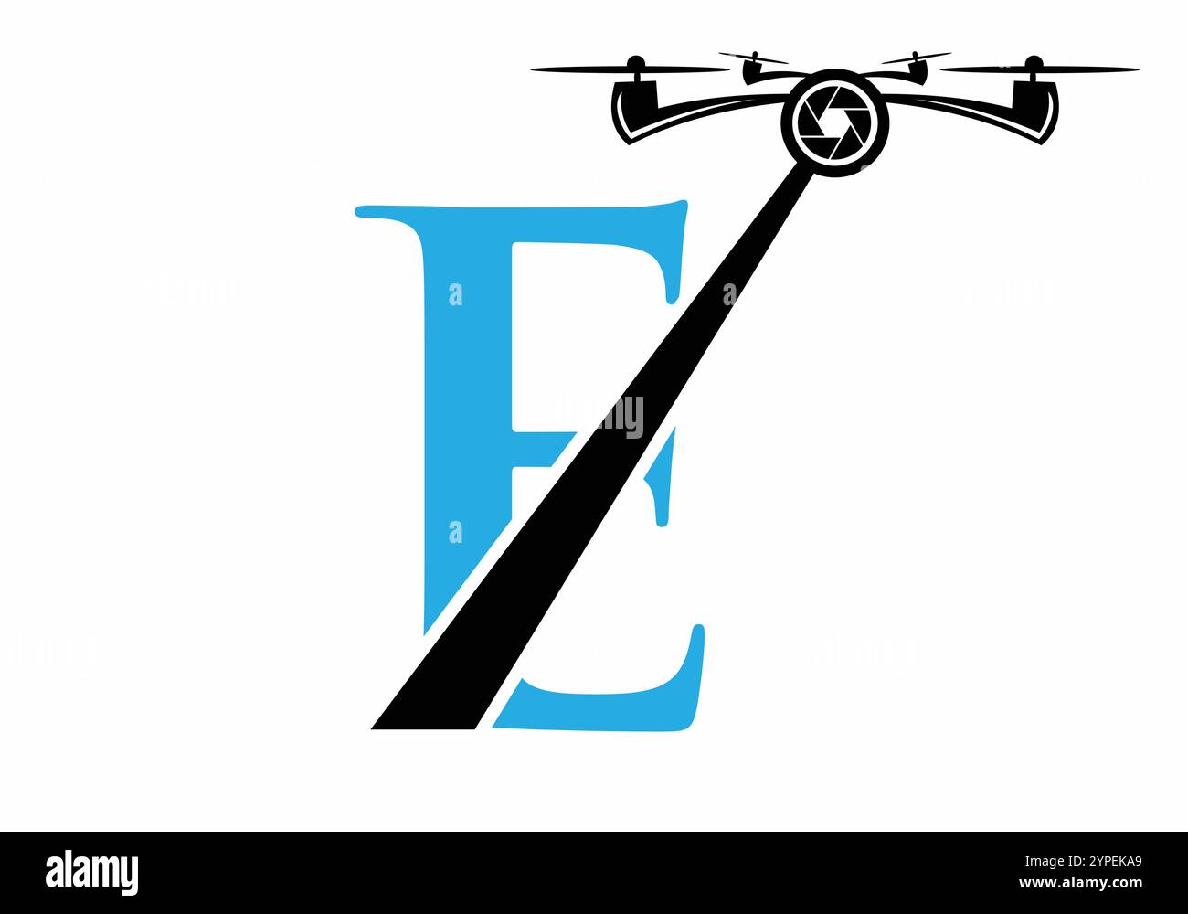 Initial Letter E Drone Logo Concept For Photography Symbol Vector Template Stock Vector