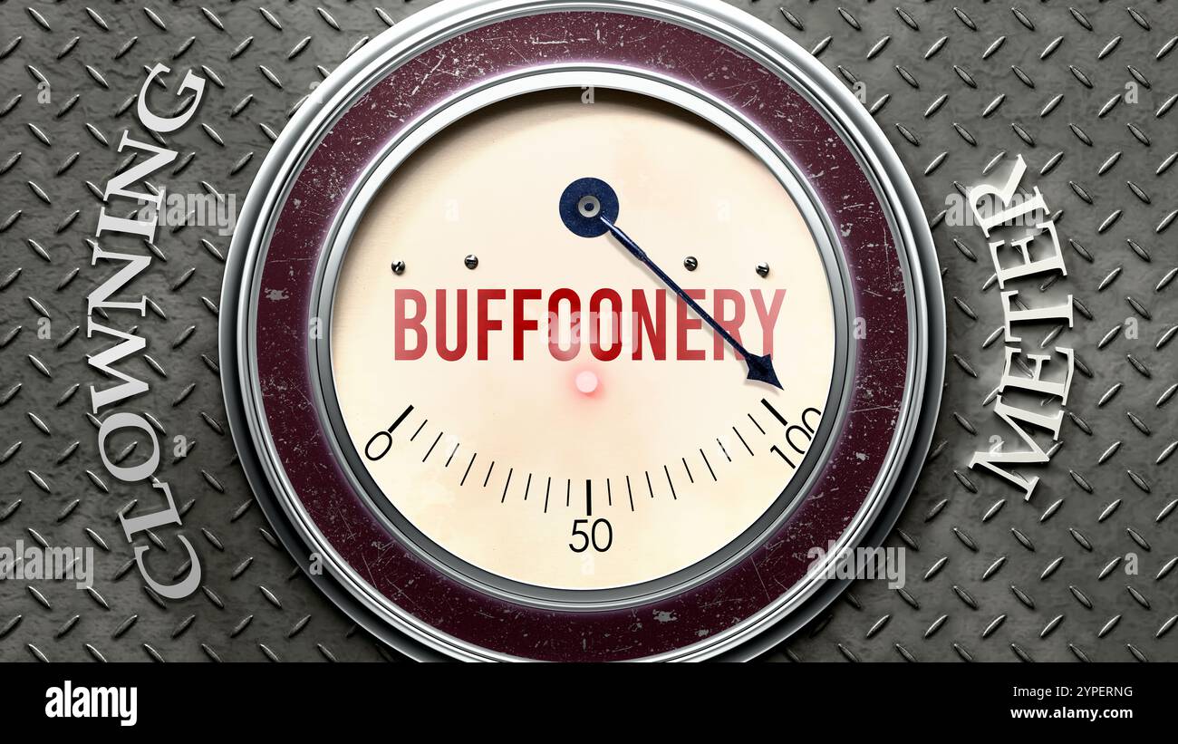 Buffoonery and Clowning that is hitting a full scale, showing a very high level of buffoonery Stock Photo