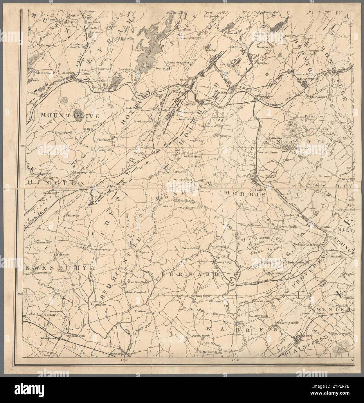Map of the northern part of new jersey hi-res stock photography and ...