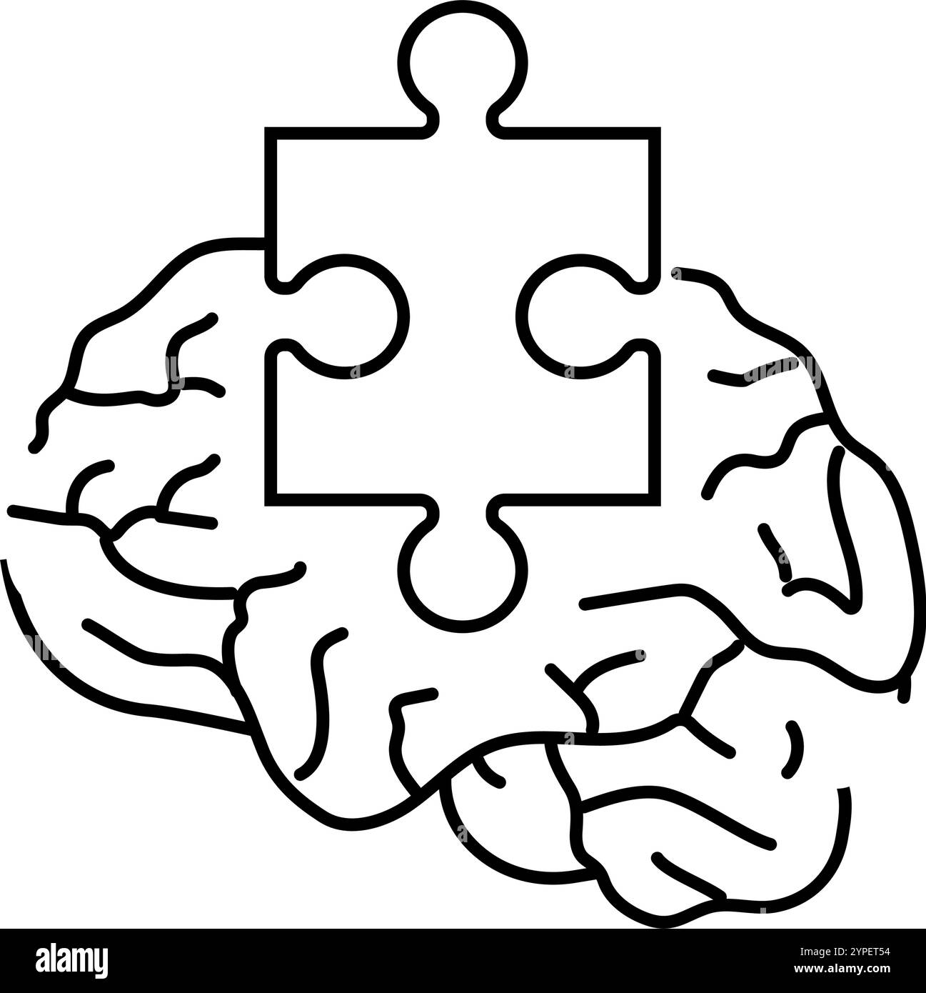 puzzle piece brainstorm line icon vector illustration Stock Vector ...