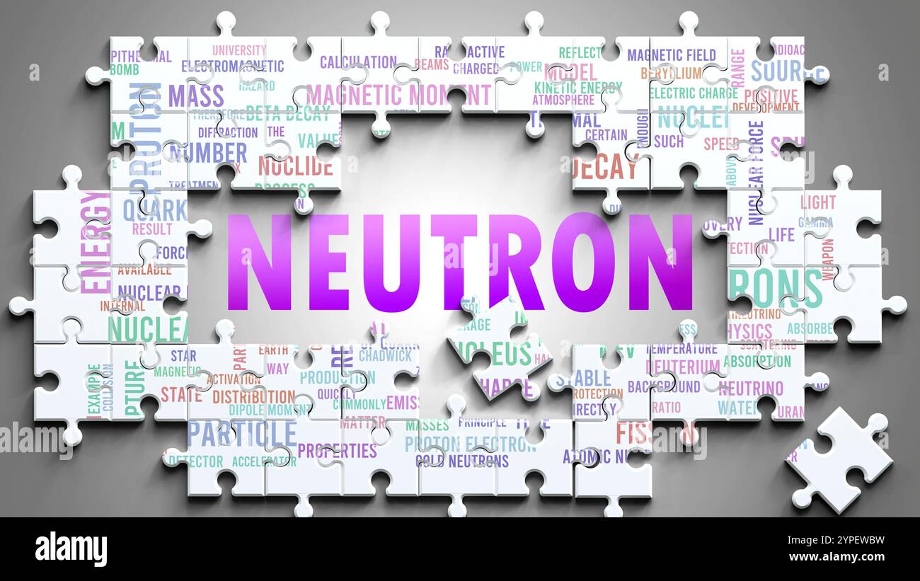 Neutron being a complex subject, related to other important topics. Stock Photo