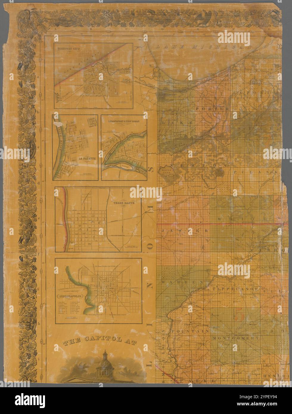 Map of the state of Indiana  1838 by Stiles, Sherman & Smith Stock Photo