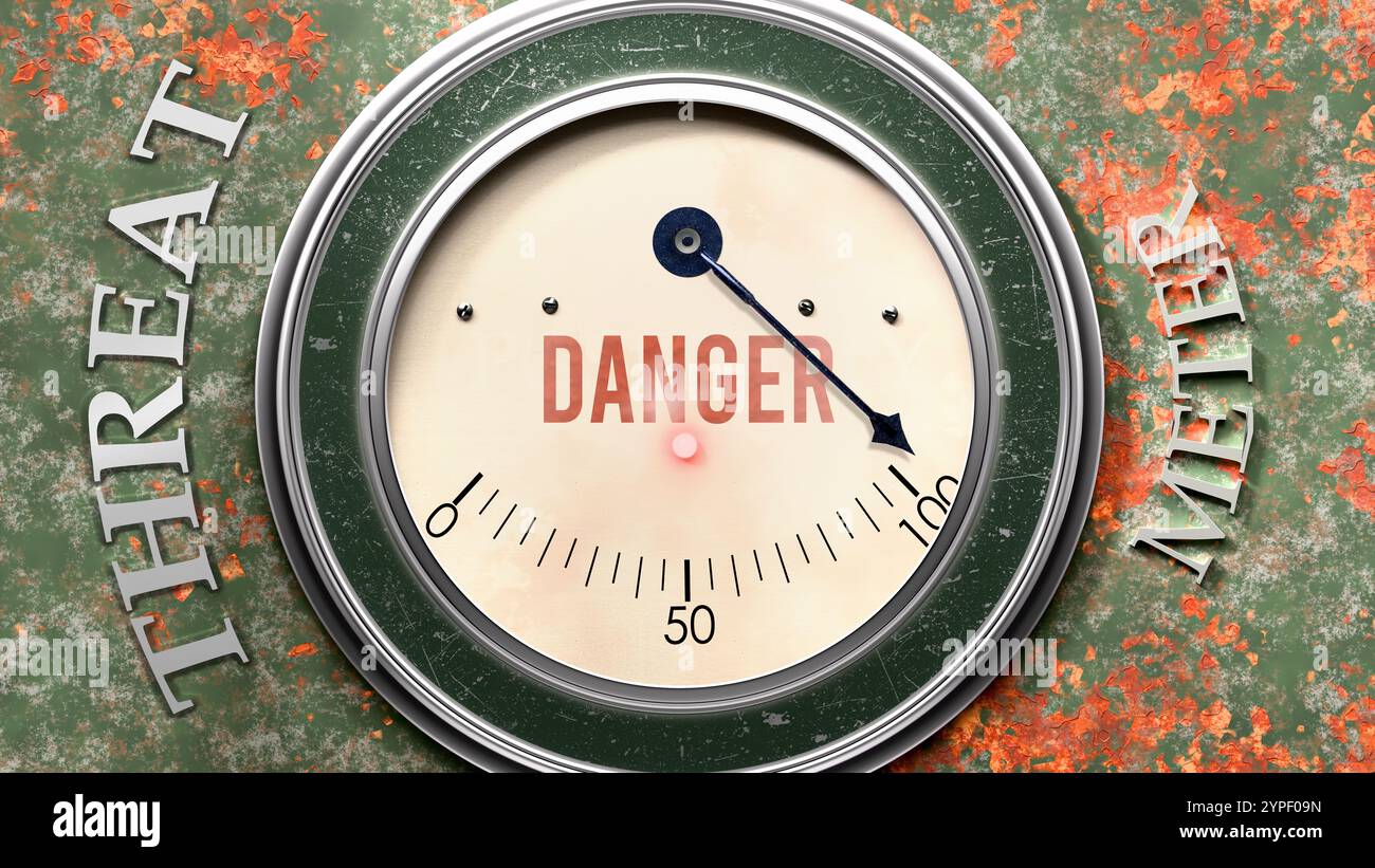 Danger and Threat that is hitting a full scale, showing a very high level of danger Stock Photo
