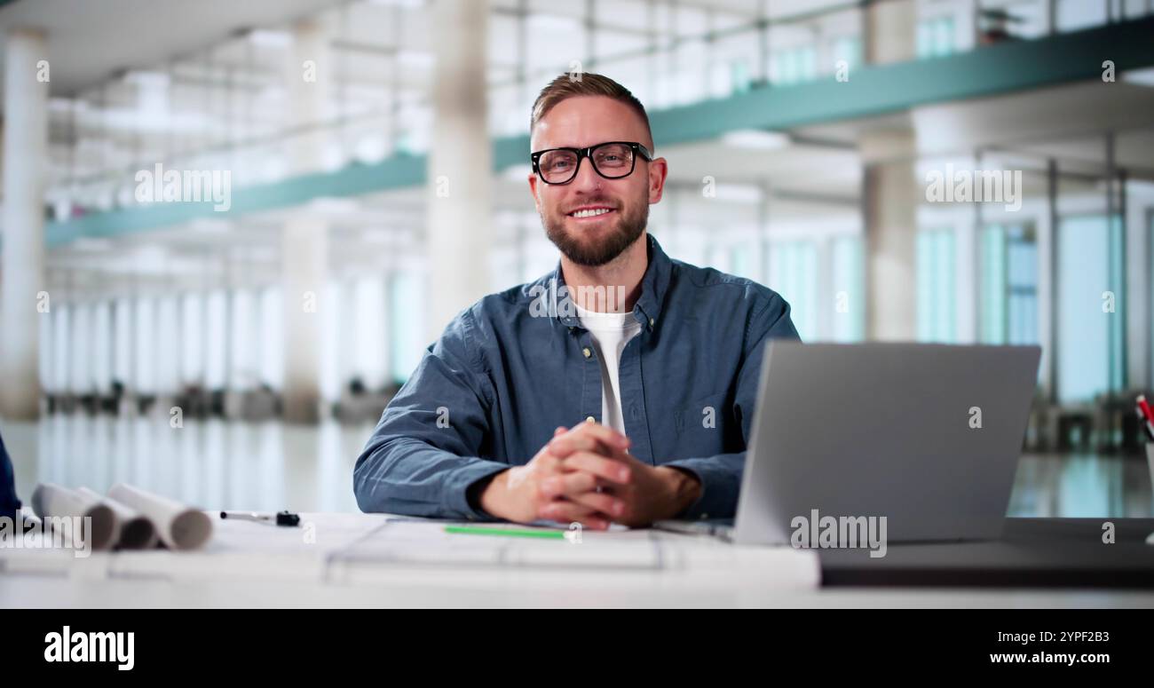 Civil Engineer Drawing Architecture Plan And Construction Design Stock Photo