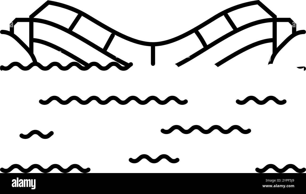 flooded farmland disaster line icon vector illustration Stock Vector ...