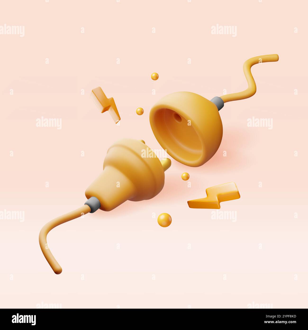3D electric plug and socket isolated. Stock Vector
