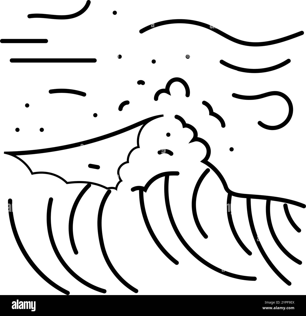 high waves hurricane disaster line icon vector illustration Stock ...