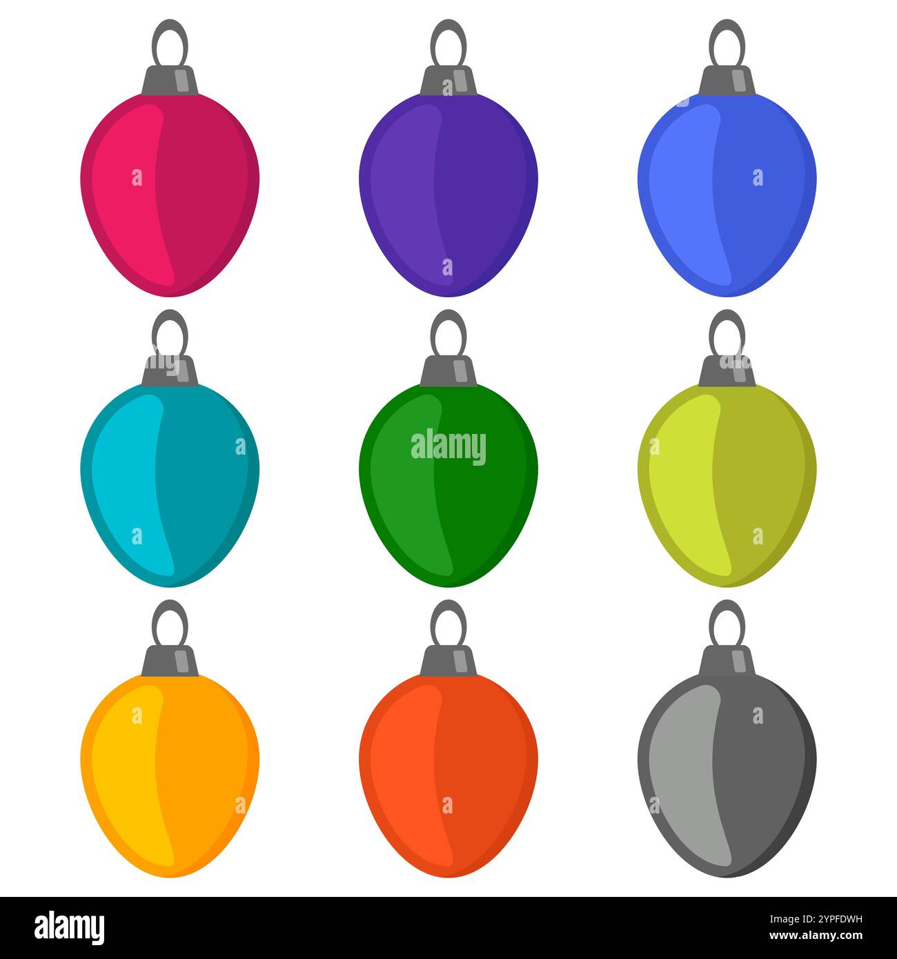 Nine multi colored Christmas balls on a white background. Vector illustration. Stock Vector