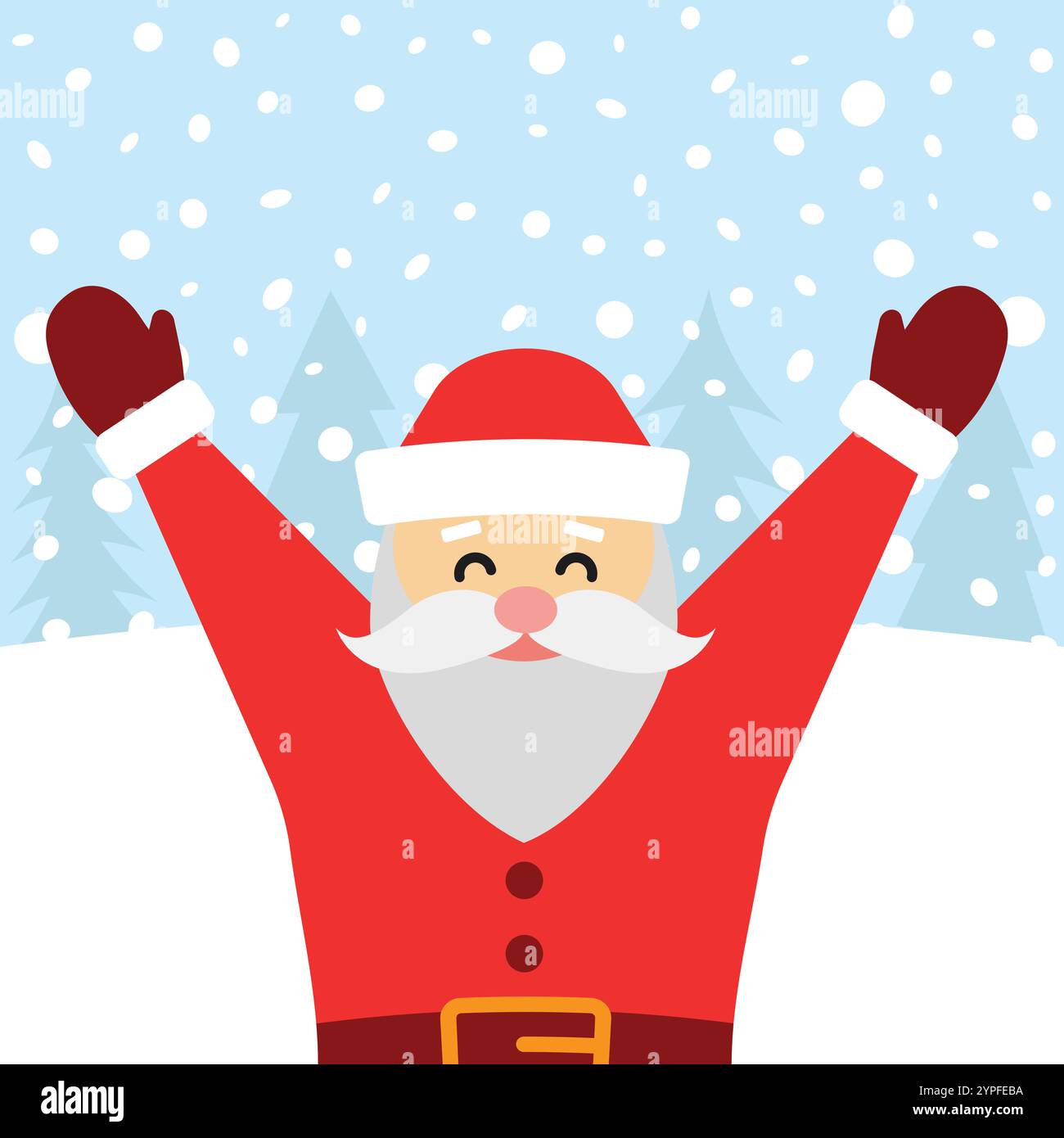 Greeting card with Santa Claus and falling snow. Merry Christmas ...