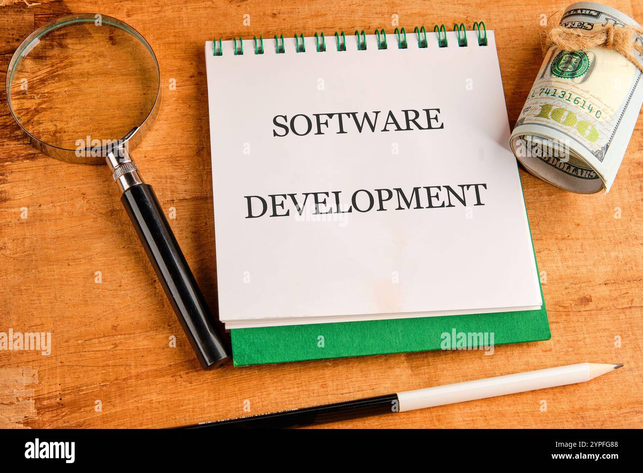 The concept of technology and development. Phrase, words, text SOFTWARE ...