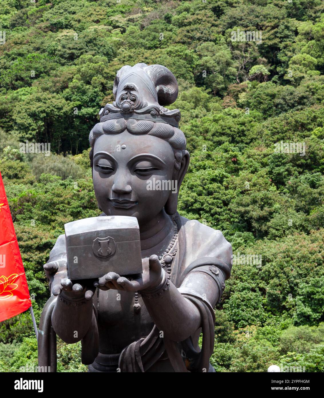 At the same site as the Big Buddah The Offering of the Six Devas that are posed offering flowers, incense, lamp, ointment, fruit, and music to the Bud Stock Photo