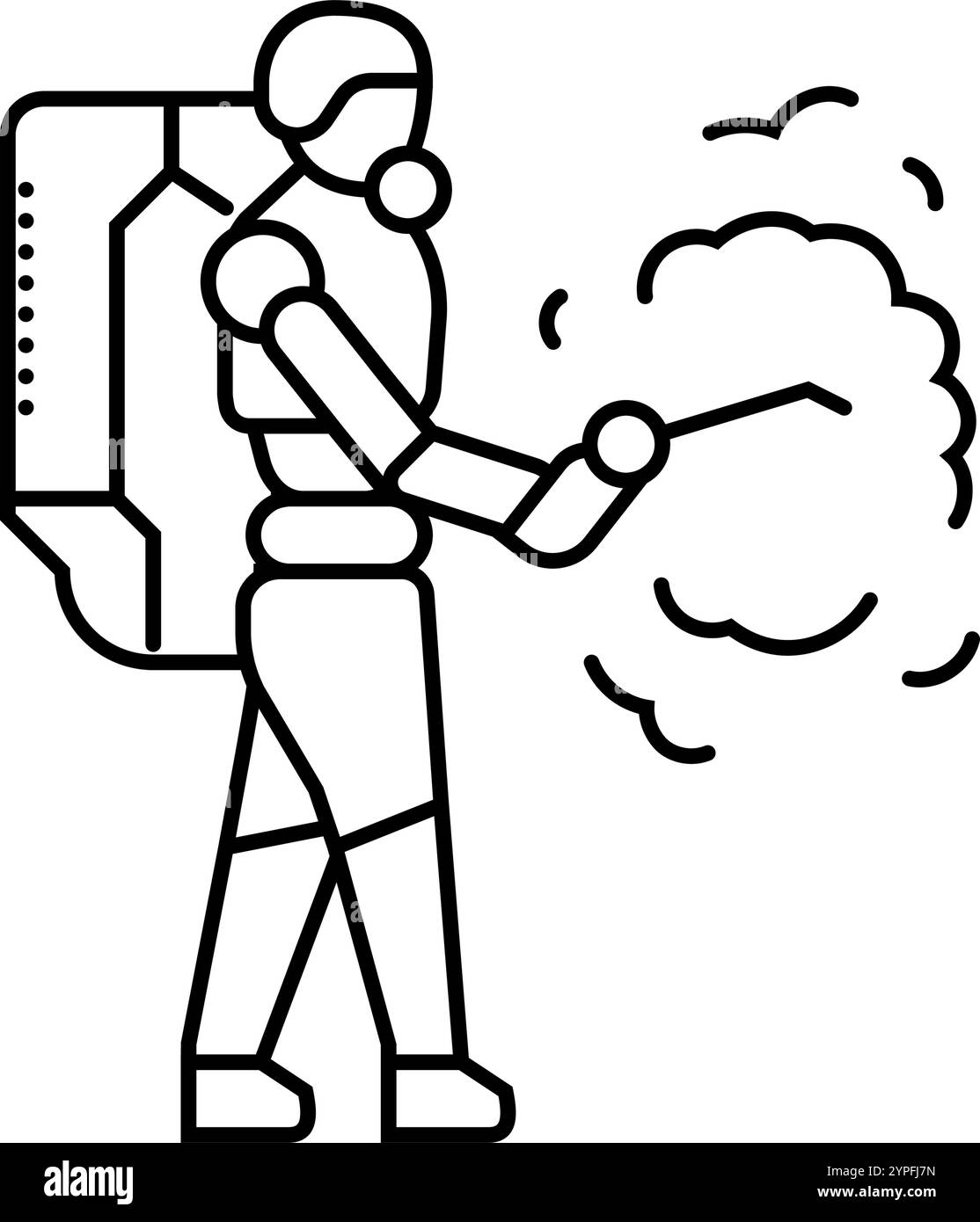 robotic sorting system robot harvests line icon vector illustration ...