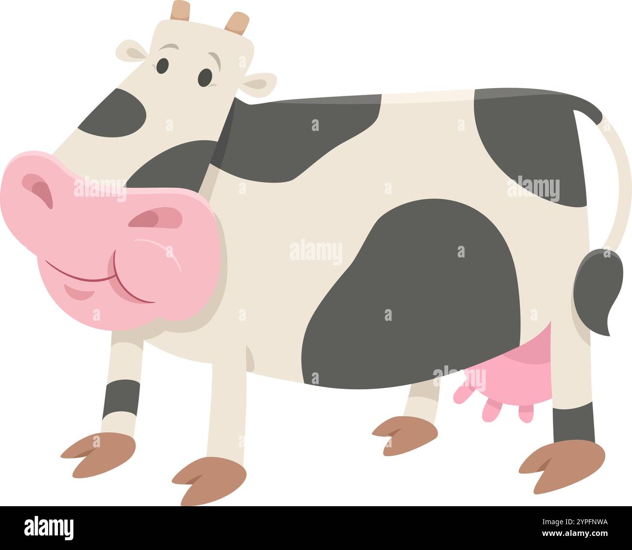 Cartoon illustration of funy milk cow farm animal character Stock Vector