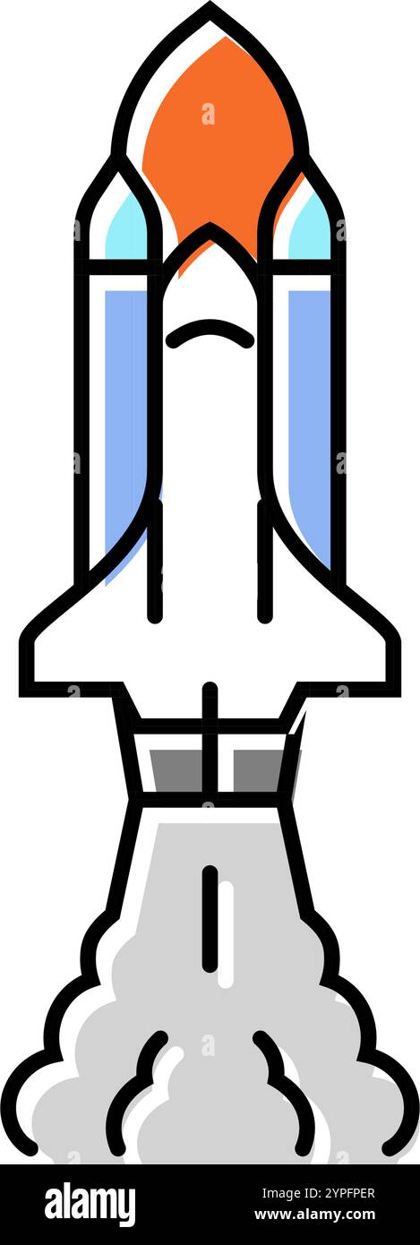rocket launch space exploration color icon vector illustration Stock ...