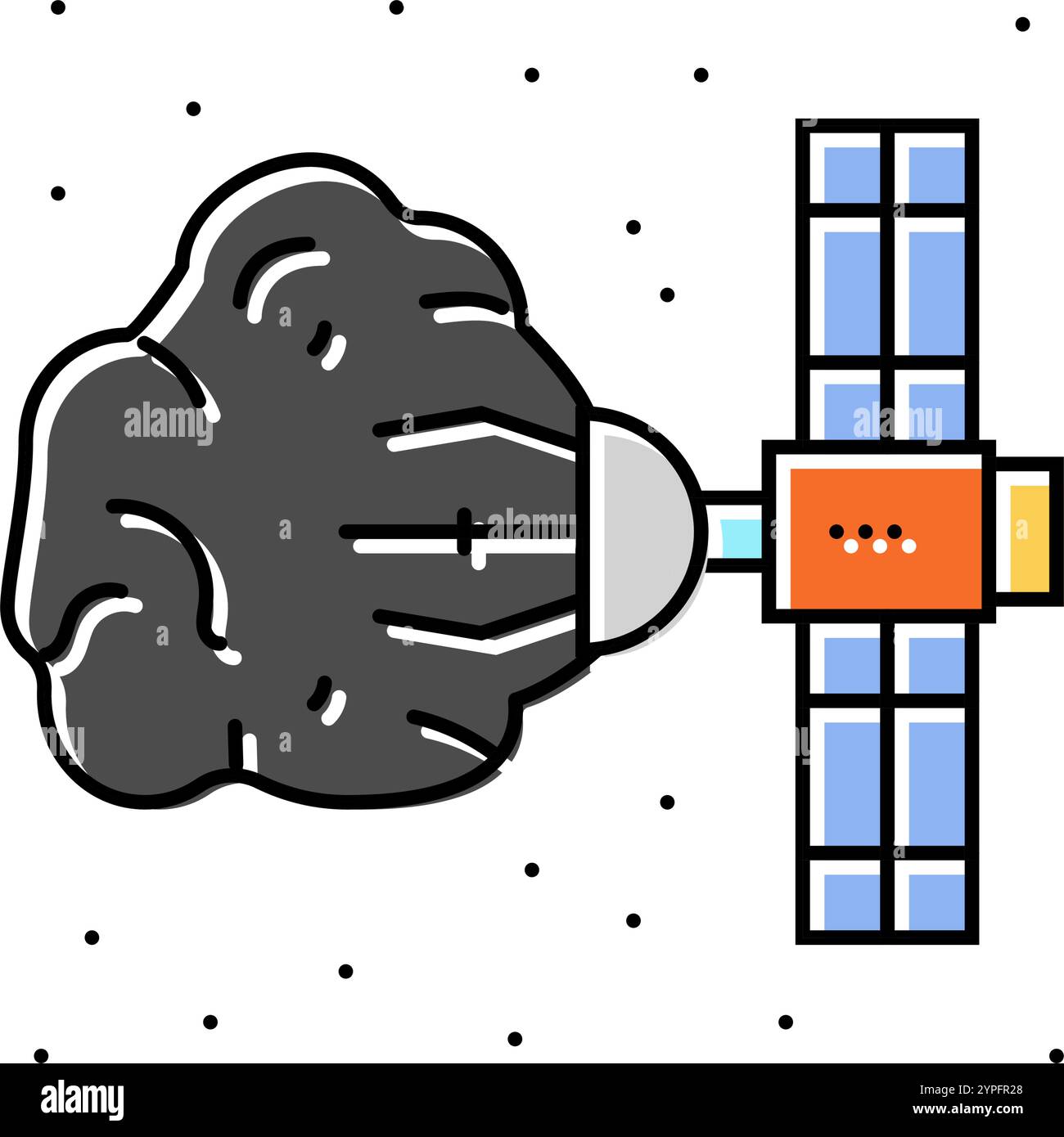 asteroid mining space exploration color icon vector illustration Stock ...
