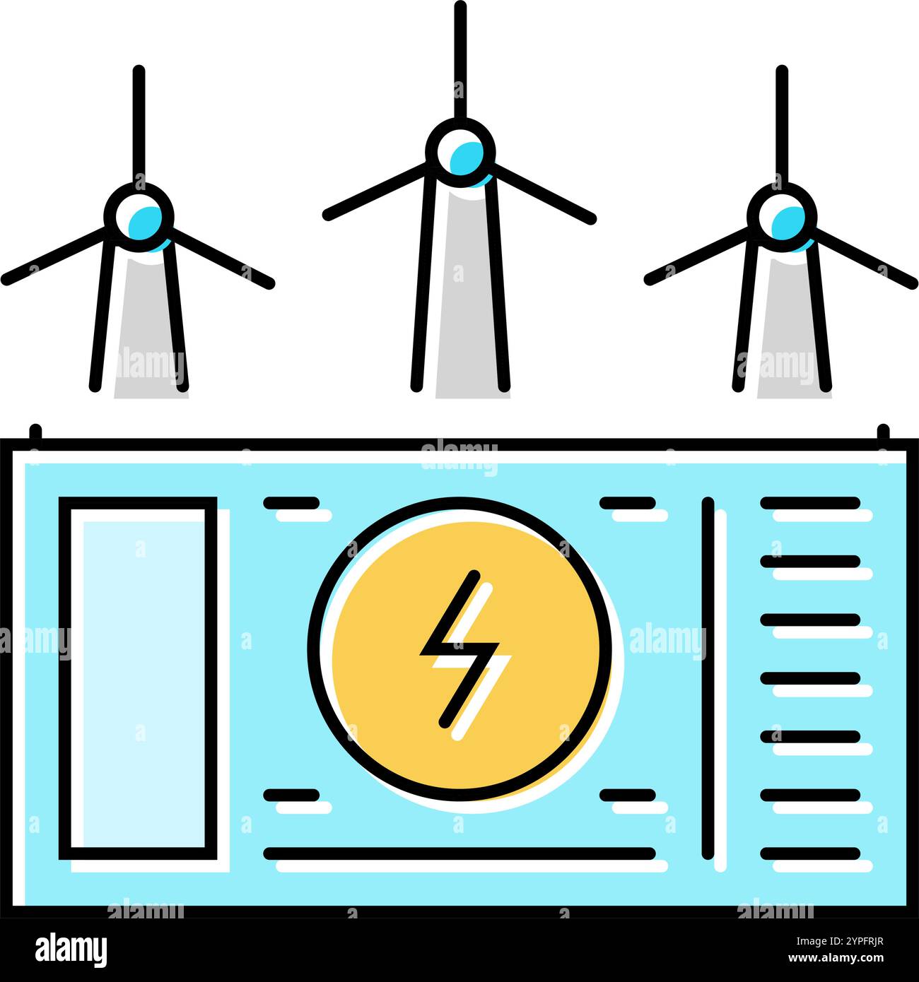 farm aerial view wind turbine color icon vector illustration Stock ...